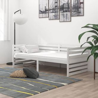 vidaXL Sof&aacute; Cama Sin Colch&oacute;n Madera Maciza De Pino Blanco 90x200 Cm Vidaxl