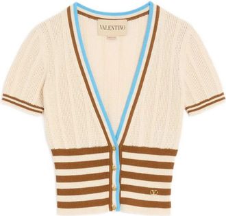 Valentino Garavani Knit Striped Cropped Cardgian