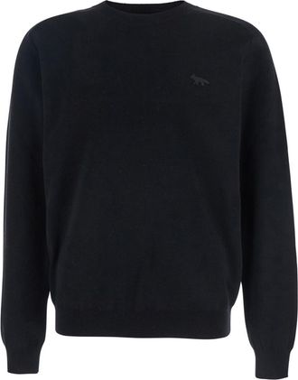 Maison Kitsun&eacute; Black Crew Neck Sweater