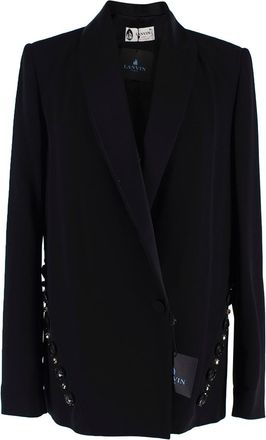 Lanvin Black Single Breasted Jewel Embellished Blazer Size XS