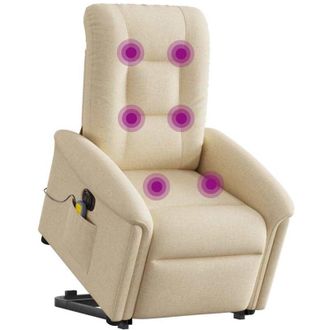 vidaXL Vidaxl - Sill&oacute;n De Masaje El&eacute;ctrico Reclinable Elevable Tela Crema