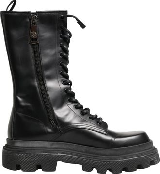 Dolce & Gabbana Combat / Trek Boots - Heren - Veterlaarzen - Zwart - 44 EU - Leer - Schoenen