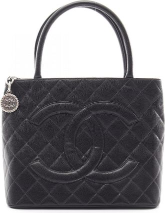 Chanel Black Grained Calfskin Handbag Tote Bag (Pre-Owned)