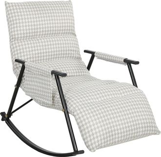 OEM Silla Mecedora Con Respaldo Y Reposapi&eacute;s Ajustables Mecedora Sill&oacute;n Balanc&iacute;n Tapizado En Lino 62x100x89 Cm Gris
