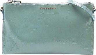 Burberry Pre-owned Womens Grained Leather Peyton Crossbody - Grey - One Size