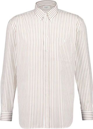 Saint Laurent Gestreept katoenen popeline overhemd - Heren - Casual Overhemden - Beige - XL - Katoen - Overhemden