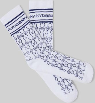 Psycho Bunny Mens Kace Bunny Pattern Sport Sock 100 WHITE / O/S