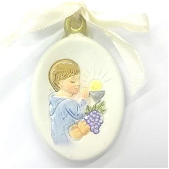 Trade Shop Trade Shop - Set 12 Pezzi Bomboniera Bomboniere 5x3.5cm Comunione Bambino Fiocco Appendino