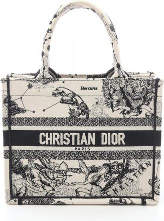 Dior Black White Canvas Handbag Tote Bag (Pre-Owned)