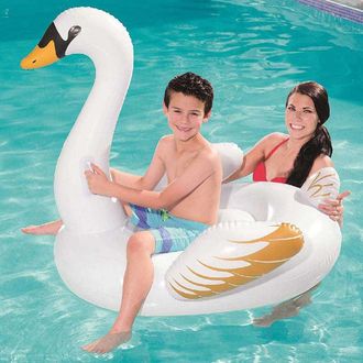 Trade Shop Trade Shop - Cigno Fashion Luxury Cavalcabile Gigante 122 X 122 Cm Bianco E Oro Isola