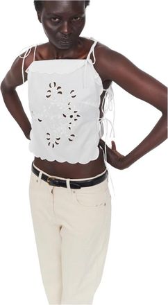 The Garment Scandinavische Charme Strik Top - Dames - Tops zonder mouwen - Wit - 2XS - Katoen - Tops