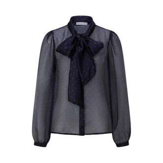 Rich & Royal Camicetta in chiffon con fiocco - - Blouses & Shirts - Donna - Blu - M