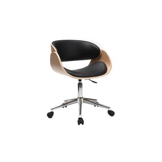 Miliboo Miliboo - Silla De Escritorio Negro Y Madera Clara Con Ruedas Bent