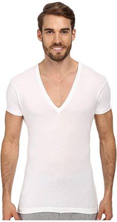 2(x)ist Pima Slim Fit Deep V-Neck T-Shirt Mens T Shirt White : SM, Cotton