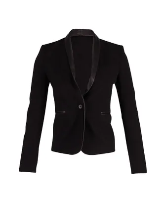 Maje Contrast Trim Blazer in Black Wool