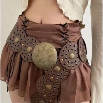Fame Accessories Womens Western Concho Disc Belt In Brown