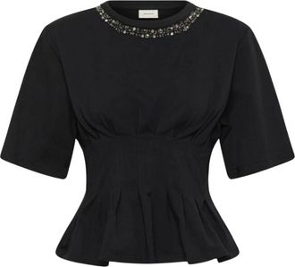 Gestuz Gzinez Deco Tee - Dames - Tops - Zwart - Maat: XL Katoen