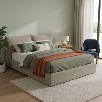Dmora Dmora - Cama Matrimonial Dmlaka, Cama Contenedor Con Revestimiento De Tela, 100% Made In Italy, Apertura Frontal, Adecuado Para Colch&oacute;n 160x190 Cm, T&oacute;