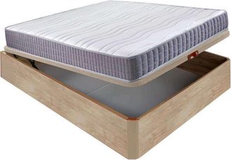 Colchones Aznar Colch&oacute;n Visco Line 19 Cm Firmeza Alta Suavidad Y Econ&oacute;mico + Canap&eacute; Abatible Madera 3d Transpirable Altura 34 Cm 135x190 Cm - Roble
