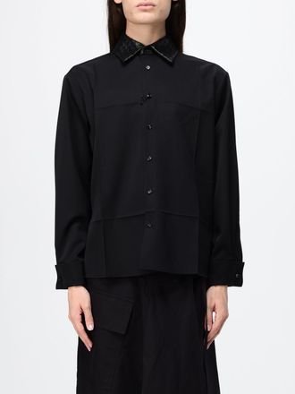 Bottega Veneta Twill Shirt with Leather Collar