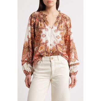 Cleobella Alicia Paisley Print Organic Cotton Voile Peasant Top in Foulard Paisley Print at Nordstrom Rack, Size X-Small