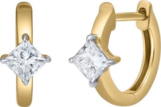 LuvMyJewelry Princess Charm 14K Gold Lab Grown Diamond Huggies - 0.50 ct