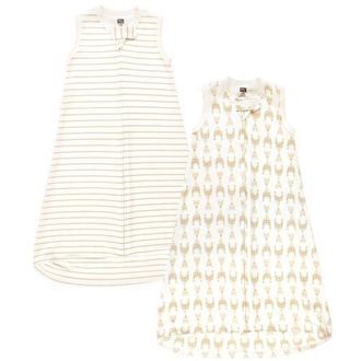 Hudson Baby Interlock Cotton Sleeveless Sleep Sack in Neutral Giraffes at Nordstrom