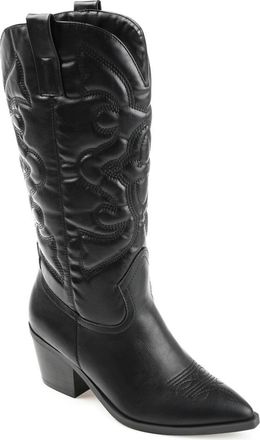 Journee Collection Chantry Western Boot in Black at Nordstrom Rack, Size 7.5 Wide Calf