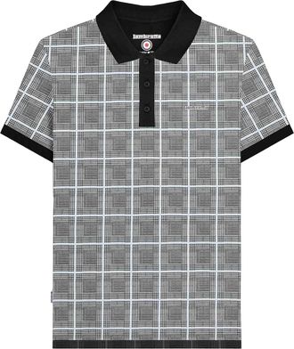 Lambretta Heren SS25 Prins van Wales geruit Big & Tall Poloshirt (Wit)