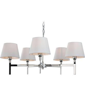 Netlighting Transition 5 Light Multi Arm Ceiling Pendant Light Polished Stainless Steel Cream E14