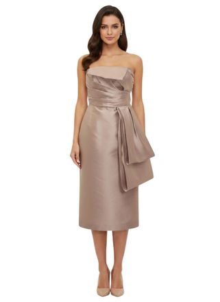 Alberta Ferretti Light Brown Strapless Midi Dress