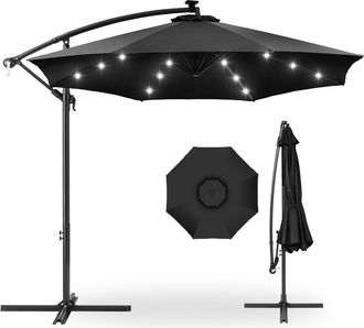 Best Choice Products 10ft Solar LED Offset Hanging Outdoor Market Patio Umbrella w/ Adjustable Tilt