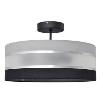 Netlighting Helen Cylindrical Ceiling Light Grey Silver Black 40cm