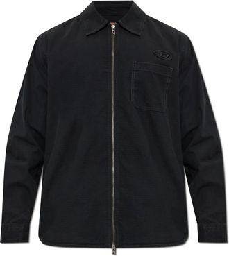 Diesel S-Alias-Zip Shirt - Heren - Zomerjassen - Zwart - L - Katoen - Jassen