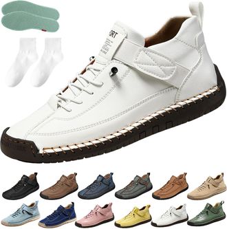 Generic Comfortable & Pain-Free Orthopedic Sneakers, Non-Slip Slip On Comfortable Leather Shoes for Women (White, Adult, Women, 8.5, Numeric, UK Footwear Size