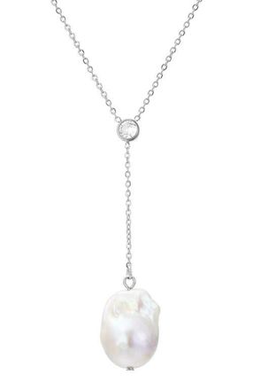 Untamed Petals Odessa Freshwater Pearl Lariat in Silver at Nordstrom
