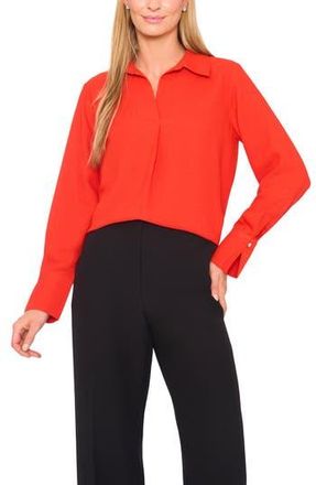 Halogen Tonal Stripe Collared Split Neck Top in Poinciana at Nordstrom Rack, Size Xx-Small