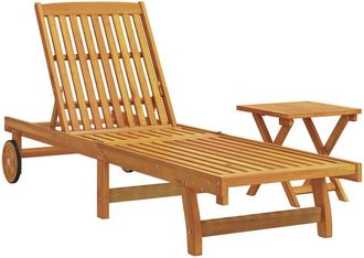 vidaXL Sun Lounger with Table Solid Wood Acacia vidaXL
