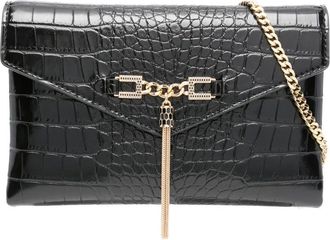 Elisabetta Franchi Clutch con effetto coccodrillo - Nero