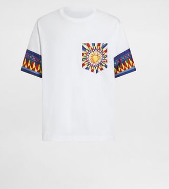 Dolce & Gabbana Cotton T-shirt With Carretto-print - Man T-shirts And Polos Multicolor 46