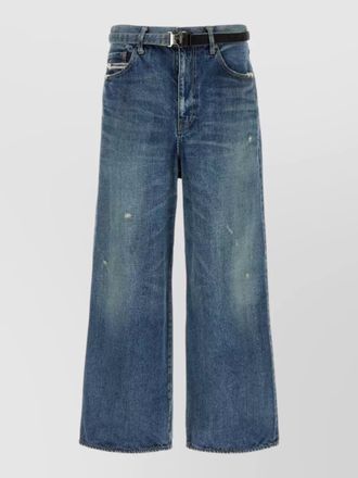 sacai wide leg denim jeans five pocket design