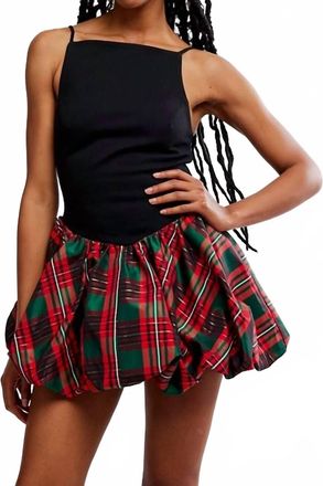 Free People Tinsel Kiss Mini Dress In Red Plaid Combo