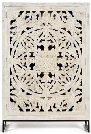 Giner&Colomer Handgefertigtes, massives Highboard Mykonos, 2-t&uuml;rig 160 x 110 cm