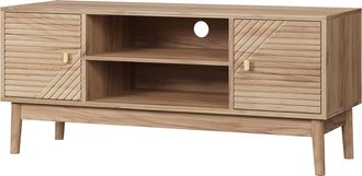 STILVORA Mueble Para Tv Con Almacenamiento Y Orificio Para Cables, Estilo Mid-century, En Mdf, 110 X 40 X 48 Cm, Roble