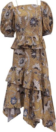 Ulla Johnson Marie Floral-Print Ruffled Midi Dress in Multicolor Cotton