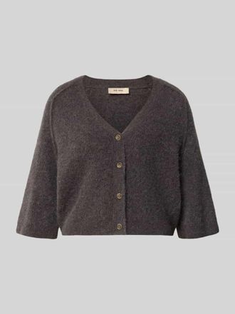 Mos Mosh Cardigan aus Woll-Mix mit 3/4-Arm Modell Thora Lizet in Dunkelbraun, Gr&ouml;&szlig;e XL