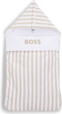 BOSS Striped cotton baby nest with embroidered logo