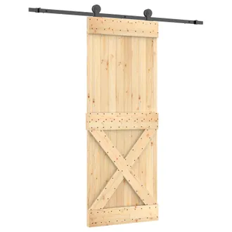 vidaXL Puerta Corredera Natural Y Negro 80 X 210 Cm Vidaxl