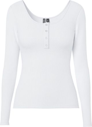 Pieces Pieces NOS Womens Pckitte Ls Top Noos B C Long Sleeve Top Not Applicable, White (Bright White Bright White), Large
