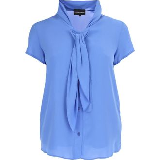 Emporio Armani Overhemden, Dames, Blauw, L, Stijlvolle Shirts